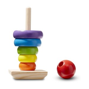Apilador de arcoíris de madera clásico recién llegado, juguetes educativos de apilamiento para niños - Product Image 3