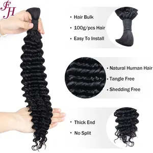 FH Großhandel Bulk Hair Vendor unverarbeitetes rohes menschliches Haar Bulk Deep Wave Bulk Flechten menschliches Haar