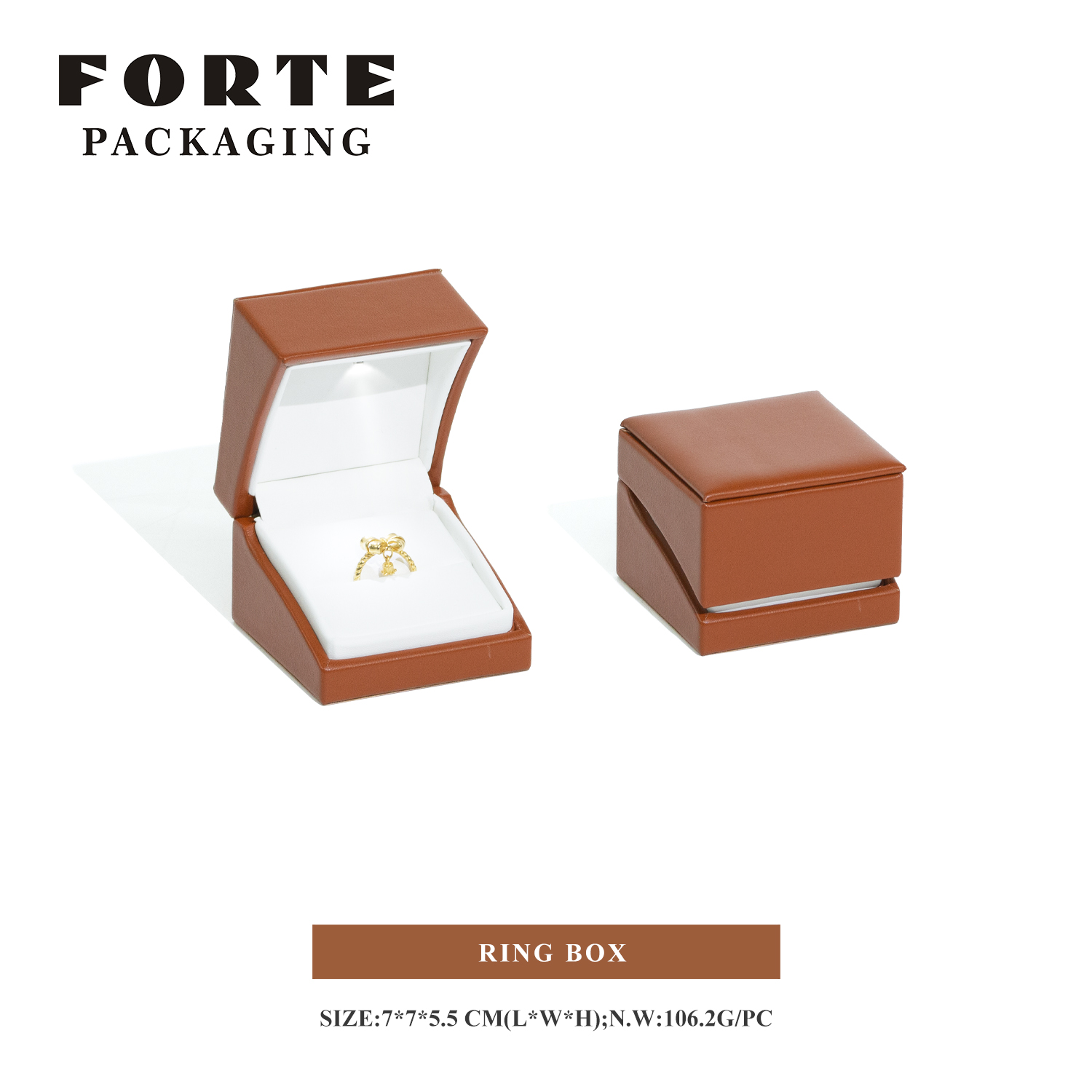 Caja para anillo color rojo ladrillo