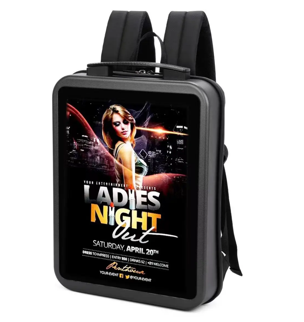 Battery-Powered LCD Screen Backpack – Waterproof & Anti-Theft, 20–37 L