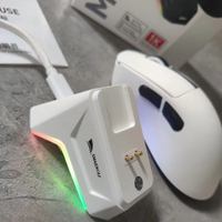 Souris de jeu sans fil SMALLWOLF M6 Tri-Mode pour BT, légère, capteur PAW3311, 120000 DPI, avec chargeur de batterie RGB numérique et station d'accueil