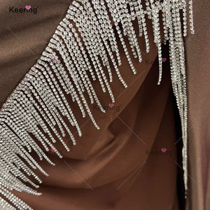 WNLC-143 Groothandelsprijs Bling Zilver Strass Kwastje Trimmen Kristallen Ketting Diy Franje Diamante Trimmen