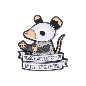 Badge en alliage de zinc émaillé souple « Rat Optimiste » avec impression sérigraphiée sur le thème de <span class=keywords><strong>l</strong></span>'<span class=keywords><strong>amour</strong></span>, motif animal mignon et phrase amusante, bijou - Product Image 1