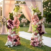Arche florale en soie faite à la main, haute simulation, rose et verte, pour événements de mariage