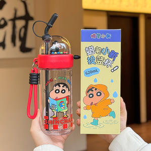 Botella de agua Crayon Shinchan de 500 ml, vaso con pajita de Tritan para niños, diseño para días lluviosos, para usar en el regreso a clases - Product Image 2