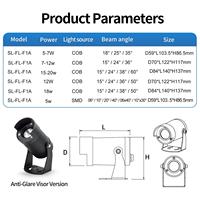 Projecteur LED paysager style COB, anti-éblouissement, étanche IP65, orientable à 180 degrés, pour jardin, arbre, cour