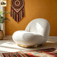 Fauteuil de loisirs OKF personnalisé en laine, forme nuage, avec structure en bois massif, rembourrage en éponge, base pivotante, fauteuil d'appoint moderne pour salon de villa