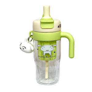 Botella de agua Crayon Shinchan de 500 ml, vaso con pajita de Tritan y asa para niños, diseño de dibujos animados para uso escolar. - Product Image 2