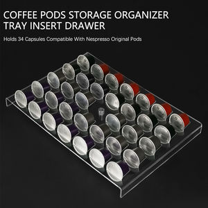 Porte-dosettes de café en acrylique transparent personnalisé plateau organisateur organisateur de capsules pour 15 dosettes comptoir ou tiroir de stockage - Product Image 2