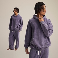 Pakaian Olahraga Kasual Unisex Musim Gugur Musim Dingin Set Kebugaran Gym 100% Katun Batik Hoodie dan Celana Olahraga Distressed Sportswear Suit