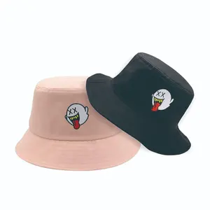 夏季批发定制渔夫帽小批量普通宽边设计师带绳斗帽男士