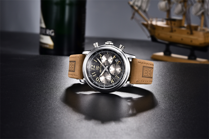 New BENYAR Top Brand Leather Men Quartz Wristwatches Waterproof Chronograph Men Sports Watch for Men Reloj hombre
