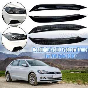 Pair Car Headlights Eyelids Eyebrow ABS Trim Stickers <b>Cover</b> For VW for Polo 2018+ Rear <b>Window</b> Side Spoilers Glossy Canard Canard - Product Image 1