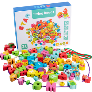 Nuovi Giocattoli Educativi in Legno per Bambini, Blocchi di Costruzione con Perline Alfanumeriche e Frutta, 100 Pezzi in Scatola Colorata, Interattivi e Cognitivi - Product Image 1