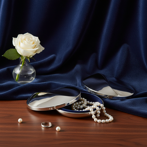 Scatola Regalo per Gioielli DESIRE, Elegante Forma Rettangolare in Metallo, Carta Scamosciata, Vetro e Ottone - Diametro 120mm - Product Image 3