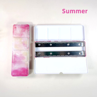 Art Kreation TB-MS Weißblech-Aquarellbox für Aquarellmalerei Pigmentfach Farbenfrohes Rutschfestes Design Verschiedene Themen