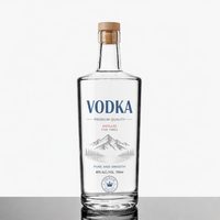 Botol Kaca Bulat Grosir 700mL 750mL untuk Wiski Gin Vodka Wine Rum dengan Sumbat, Dapat Disesuaikan