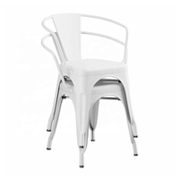 Chaise de salle à manger blanche avec structure en acier et assise en fer, mobilier vintage pour café, salle de bain, cave à vin, atelier