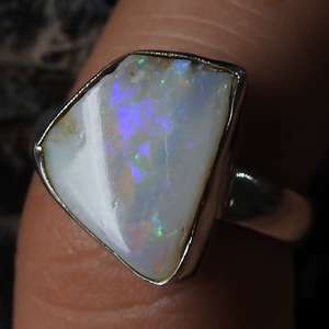 Australian <b>Opal</b> Natural Polished Prong Setting <b>Silver</b> Gemstone Classic Engagement Party Anniversary Wedding Gift Third Party - Product Image 1
