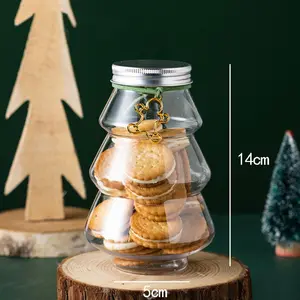 סיטונאי מותאם אישית שקוף דקורטיבי מזון מיכל עץ חג המולד בצורת סוכריות צנצנת עם מכסה שולחן קישוט