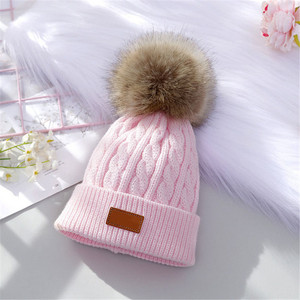 Chapeau d'hiver pour bébé avec pompon en fourrure, casquette de Baseball tricotée pour enfants, réglable, couleur unie, garçons et filles, chapeaux de soleil - Product Image 5