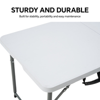 Table pliante d'extérieur HOMFUL en plastique, 120 cm, hauteur réglable, HDPE, blanche, portable, vente en gros pour banquets, fêtes, pique-niques, événements