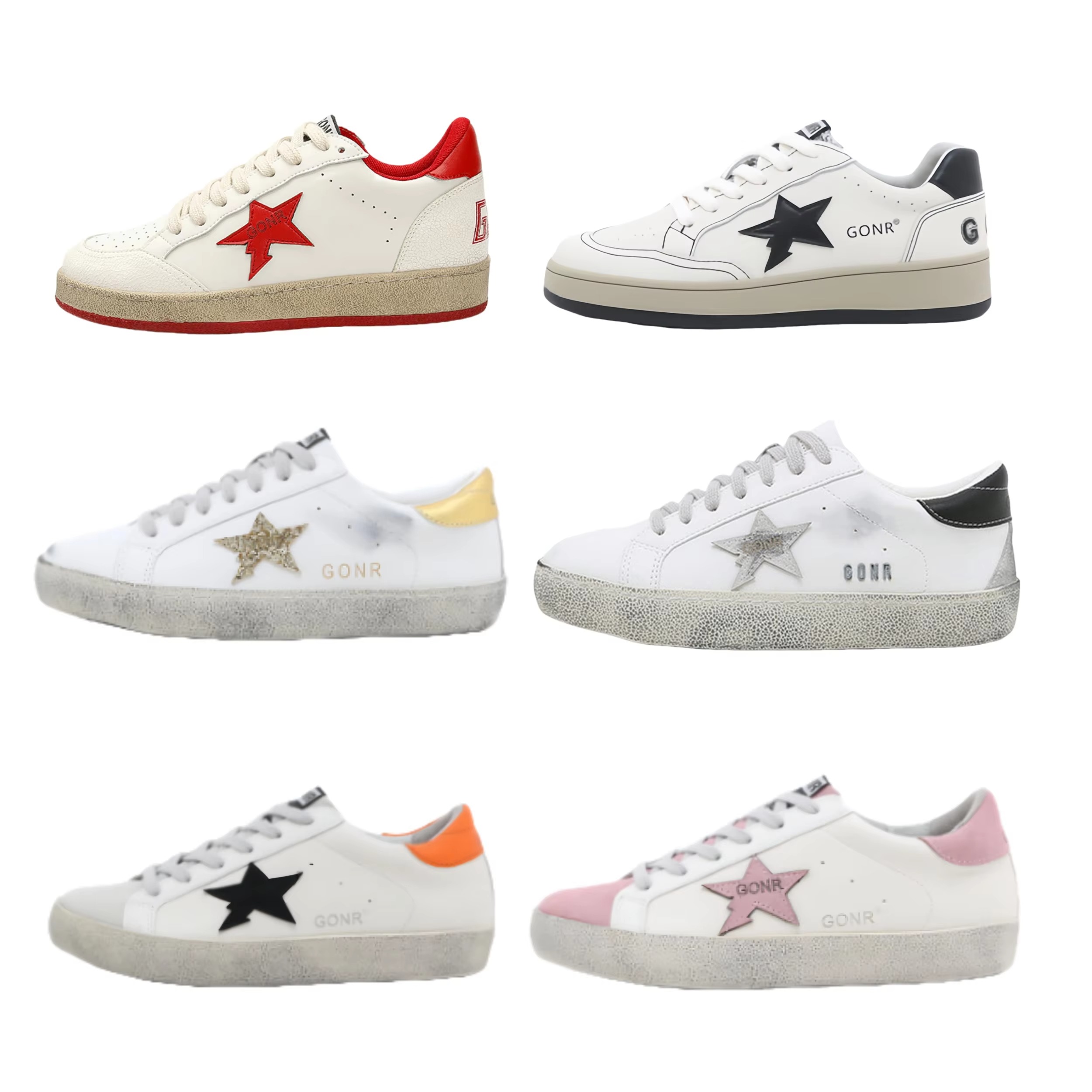 Golden Goose Color Block Frayed Sweater Gold Sneakers Women