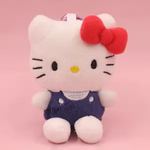 Custom New Sanrio 10cm Hello Kt Plush Keychains Classic Kitty Designs Soft Plushie Cartoon Keychain Toys For Girls