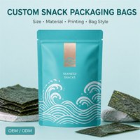 Sachet à bec verseur imprimé sur mesure pour emballage d'algues, qualité alimentaire, résistant à l'humidité, pour sachet refermable, snacks croustillants d'algues nori grillées