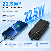 Stock US, livraison gratuite, batterie externe 50000mAh haute capacité, charge rapide PD 22.5W, batterie externe portable pour la sauvegarde d'urgence