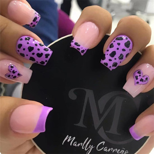 Tendance hivernale : <span class=keywords><strong>Ongles</strong></span> français noirs et dorés, imprimé léopard, 24 pièces, <span class=keywords><strong>ongles</strong></span> <span class=keywords><strong>en</strong></span> ABS à presser avec boîte d'emballage - Product Image 4
