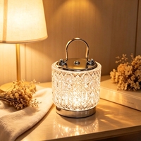 Lanterne LED portable en verre mosaïque, rechargeable, à commande tactile, à intensité variable, style bohème, lampe de nuit artisanale, lampe de table pour la maison
