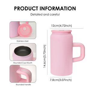 Taza de Café de Acero Inoxidable Aislada de Doble Capa con Asa Tipo Mason, 16oz, Blanca, para Sublimación, Ideal para Regalos - Product Image 3