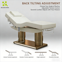 Table de soin électrique à 4 moteurs, réglable, pour soins du visage, spa, massage, extensions de cils, tatouage, mobilier de salon de luxe, or moderne, LED