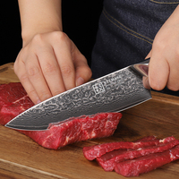 Couteau de chef KEEMAKE Damascus 6,5 pouces, extra tranchant, 67 couches d'acier Damas, couteau de cuisine, couteau à découper, manche ergonomique en G10