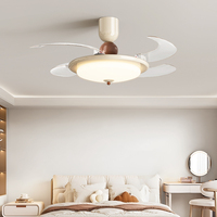 Ventilateur de plafond LED décoratif moderne de 42 pouces avec éclairage, pales rétractables, haut-parleur Bluetooth et télécommande - Fabriqué en Chine