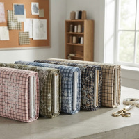 Tissu écologique respirant et absorbant, imprimé sur mesure, en polycoton épais, motif écossais floral, 88 GSM, largeur 140 cm