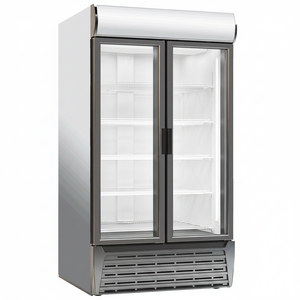 Refrigerador de exhibición de bebidas de refrigeración por aire con puerta de vidrio doble con bisagras verticales de temperatura única comercial de 1045 L para bebidas - Product Image 2