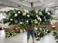 Arrangement floral pour mariage sur le thème tropical, feuilles de bananier artificielles, ensemble d'arche de feuilles de palmier, boule de fleurs pour la décoration de mariage