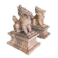 Statue de Qilin en marbre rouge de style chinois, décoration de jardin extérieure, Feng Shui, dragon Kirin, à vendre