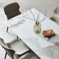 Ensemble de salle à manger rectangulaire moderne et minimaliste en pierre frittée brillante, mobilier de luxe italien pour petite salle à manger domestique