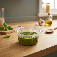 Sauces et condiments en PET recyclé de qualité alimentaire, transparents, capacité de 35 ml, ronds, épaisseur de 3 mm, personnalisables pour la vente en gros