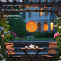 Lustre LED moderne étanche pour extérieur, suspension en rotin tressé à la main, lumière blanc chaud 3500K, treillis de vigne pour villa et jardin