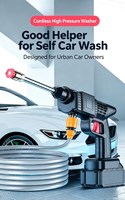 Pistolet de lavage haute pression portable sans fil pour voiture 21VF, rechargeable, auto-amorçant, en plastique, 8MPa, 6000mAh, complet