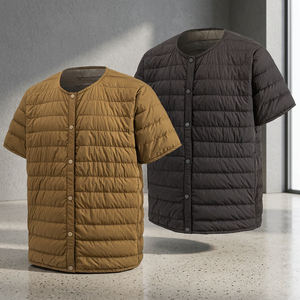 Wholesale Loose Wear Resistant Waterproof Casual Thin <b>White</b> Duck Down <b>Winter</b> Warm Man's Half Sleeved Jacket - Product Image 3