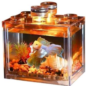 Internet celebrosa piccola vasca di pesce blocchi di costruzione di ornamenti paesaggistici ecologici in vetro <span class=keywords><strong>acquario</strong></span> tartaruga insetto animale domestico - Product Image 1