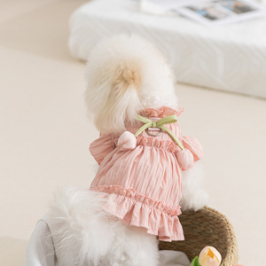 Ropa para Mascotas, Vestido Plisado Estilo Princesa para Perro, Falda Rosa para Gato, Primavera/Verano, Poliéster, Color Sólido - Product Image 3