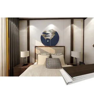 现代橡木纹理室内聚氯乙烯覆层材料板卧室墙壁用木质镶板