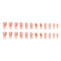 Lot de 24 faux ongles en ABS, formes amandes, réutilisables, pour manucure, avec colle, motifs papillon