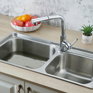 Nouvelle Robinet <span class=keywords><strong>Mitigeur</strong></span> de <span class=keywords><strong>Cuisine</strong></span> Monocommande en Acier Inoxydable Moderne Sans Plomb avec Douchette Extensible et Valve à Disque Céramique, Montage sur Plan - Product Image 6